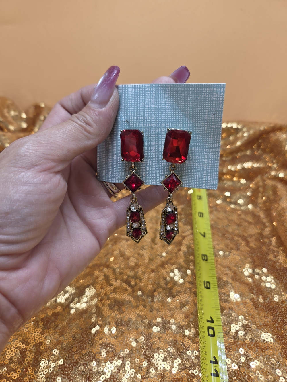 Red Crystal Drop Earrings - Women Jewelry